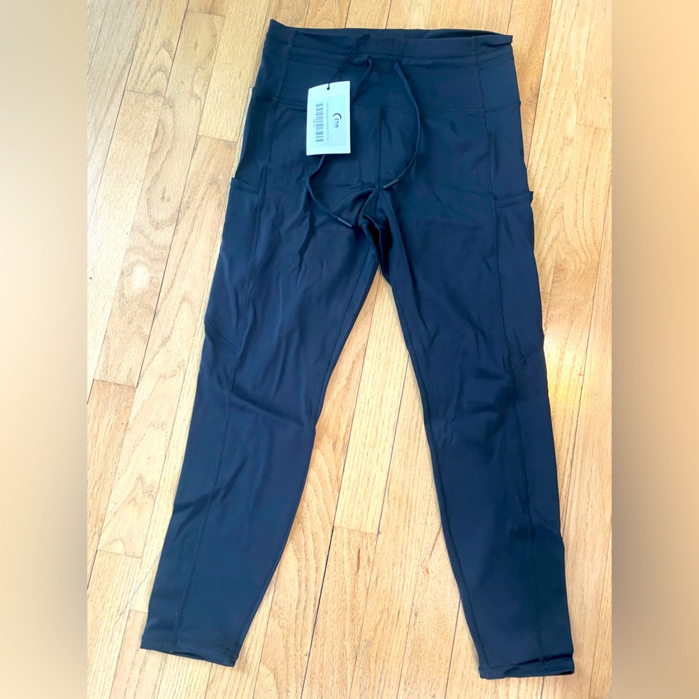 Zyia Black Fleecey Luxe Drawstring Leggings (NWT)